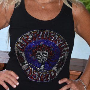 Black Graphic Tank Top with Colorful Design